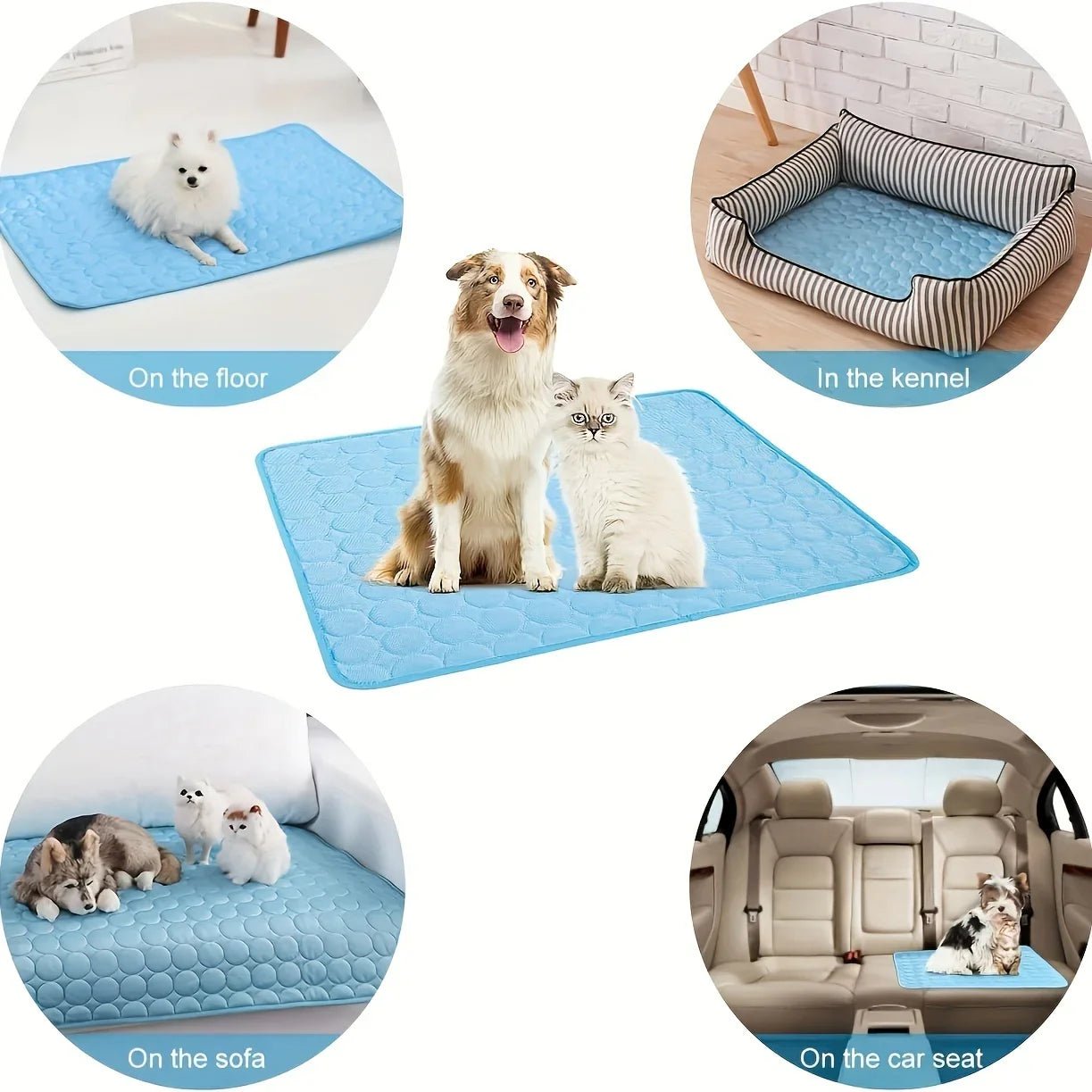 Dog Cooling Mat - Ice Silk Cooling Pad for Pets (Non - Toxic & Breathable) - Pawthentic Calm