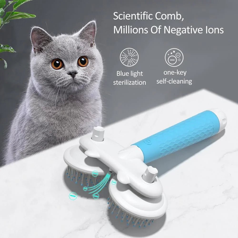 Pet Brush for Dogs & Cats - Self - Cleaning Slicker Brush with Negative Ion - Pawthentic Calm