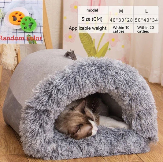 Portable Pet Nest - Warm Plush Bed for Dogs & Cats (Autumn & Winter) - Pawthentic Calm