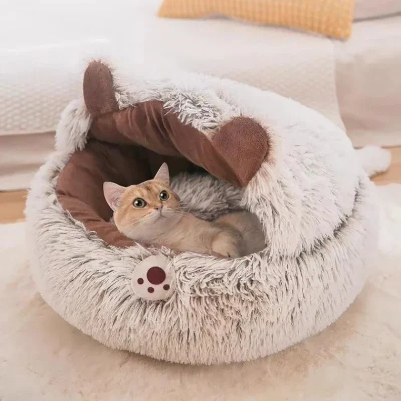 Winter Plush Pet Bed - Round Cat Cushion & Dog Nest (Warm & Cozy) - Pawthentic Calm