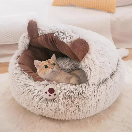 Winter Plush Pet Bed - Round Cat Cushion & Dog Nest (Warm & Cozy) - Pawthentic Calm