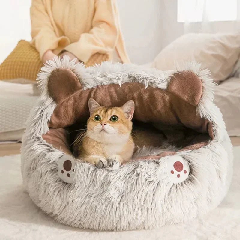 Winter Plush Pet Bed - Round Cat Cushion & Dog Nest (Warm & Cozy) - Pawthentic Calm