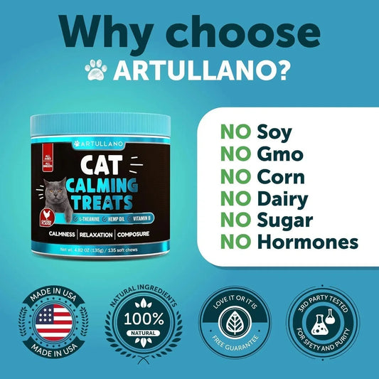 Hemp Calming Treats for Cats - Melatonin Stress Support for Kittens - Pawthentic Calm