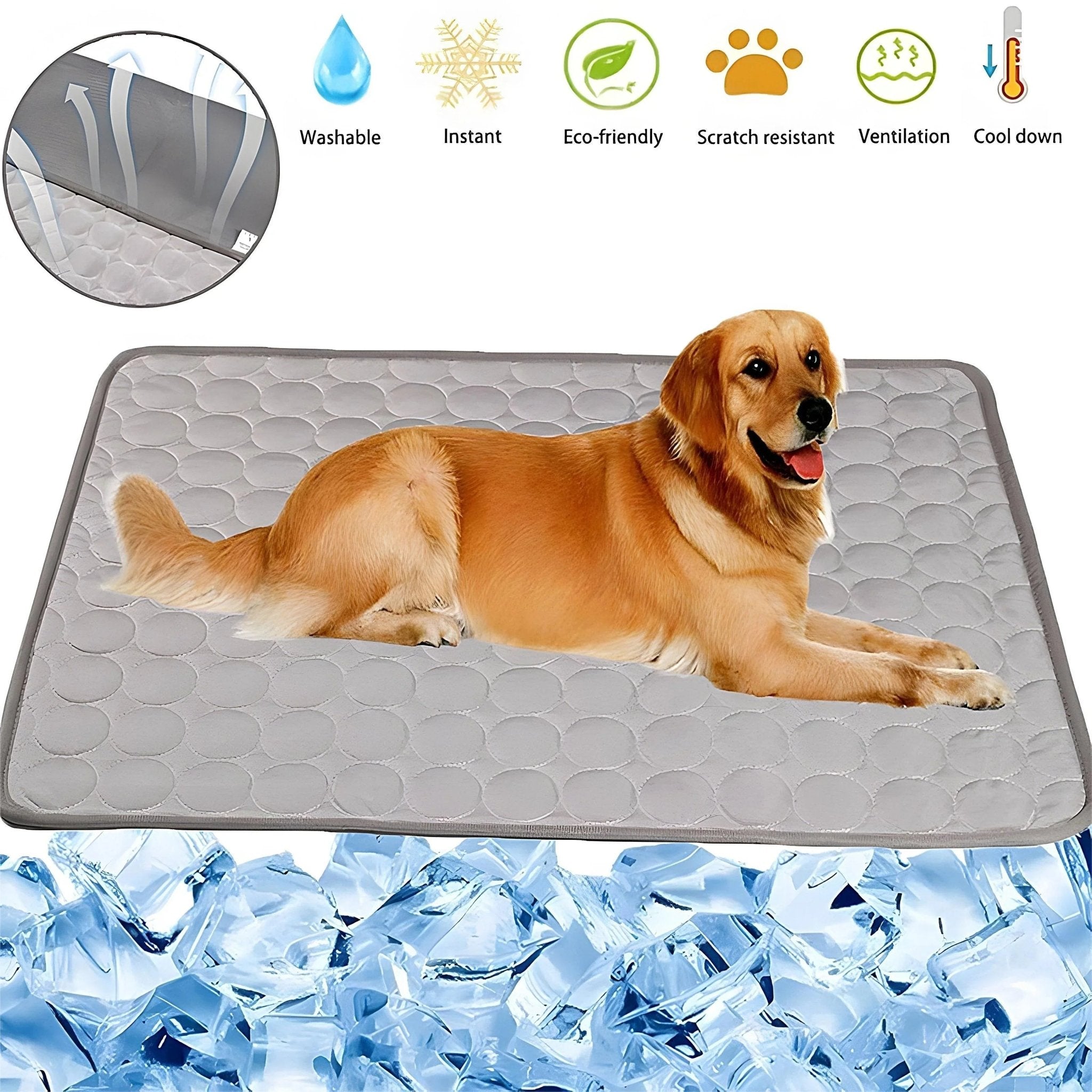 Dog Cooling Mat - Ice Silk Cooling Pad for Pets (Non - Toxic & Breathable) - Pawthentic Calm