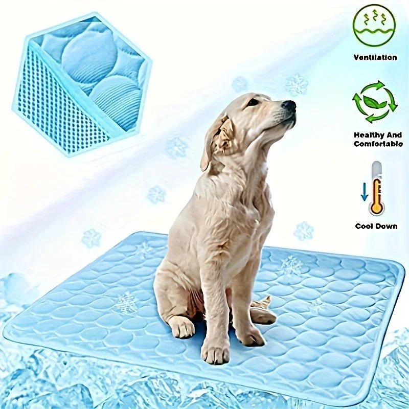 Dog Cooling Mat - Ice Silk Cooling Pad for Pets (Non - Toxic & Breathable) - Pawthentic Calm
