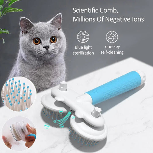 Pet Brush for Dogs & Cats - Self - Cleaning Slicker Brush with Negative Ion - Pawthentic Calm
