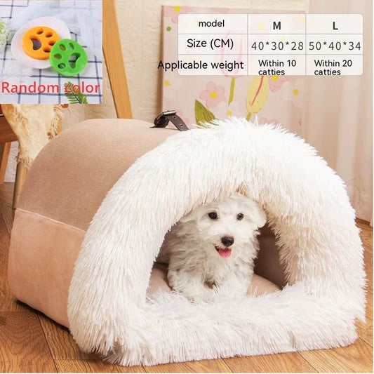 Portable Pet Nest - Warm Plush Bed for Dogs & Cats (Autumn & Winter) - Pawthentic Calm