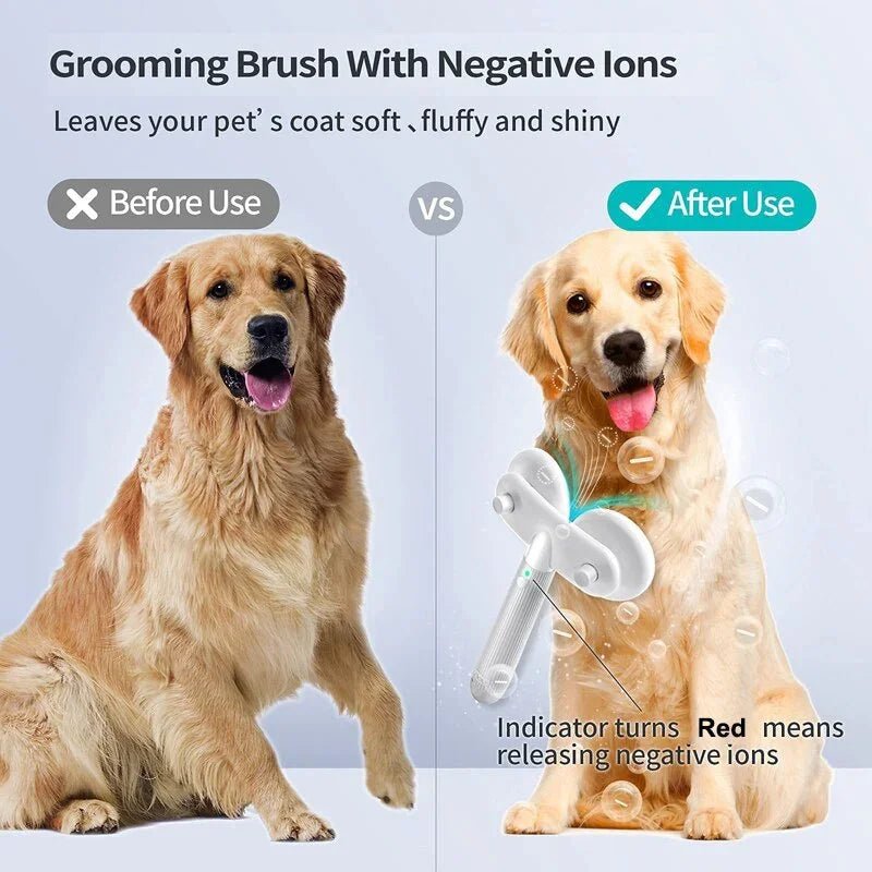 Pet Brush for Dogs & Cats - Self - Cleaning Slicker Brush with Negative Ion - Pawthentic Calm