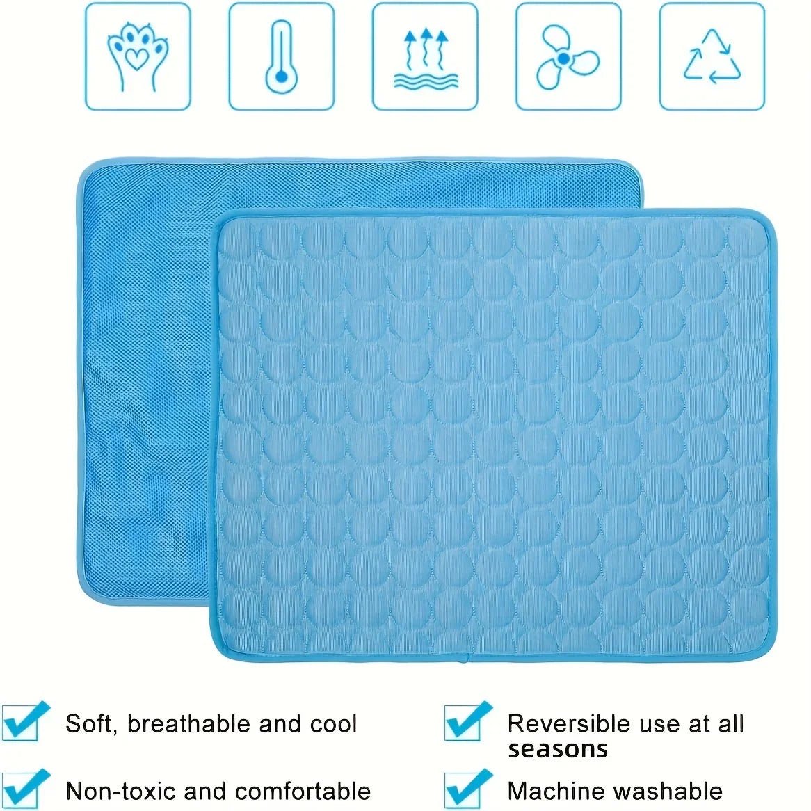 Dog Cooling Mat - Ice Silk Cooling Pad for Pets (Non - Toxic & Breathable) - Pawthentic Calm