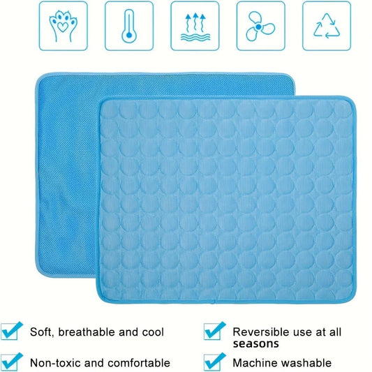 Dog Cooling Mat - Ice Silk Cooling Pad for Pets (Non - Toxic & Breathable) - Pawthentic Calm