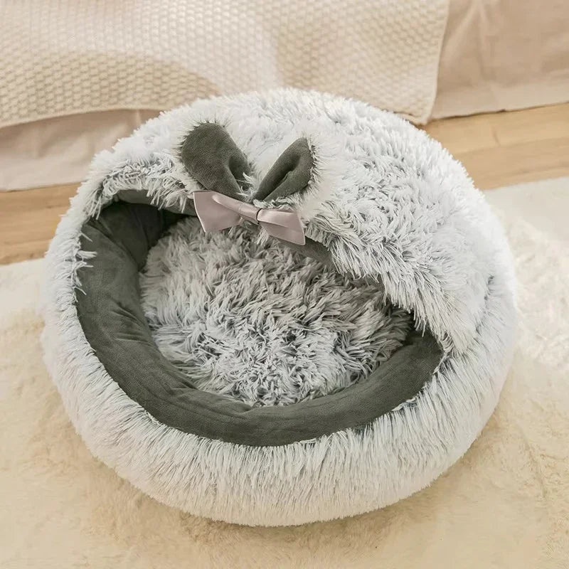 Winter Plush Pet Bed - Round Cat Cushion & Dog Nest (Warm & Cozy) - Pawthentic Calm