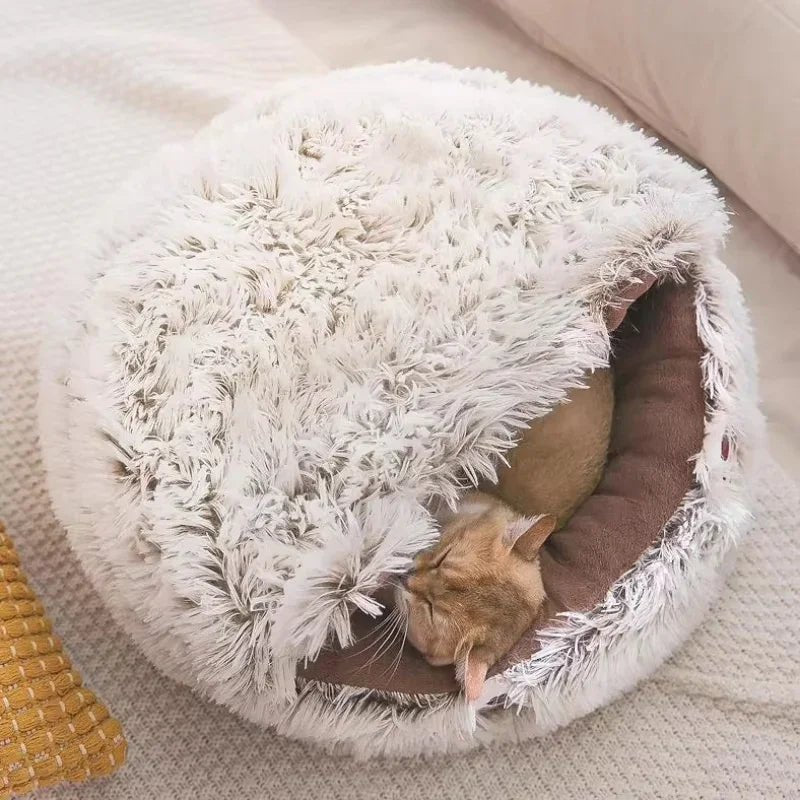 Winter Plush Pet Bed - Round Cat Cushion & Dog Nest (Warm & Cozy) - Pawthentic Calm