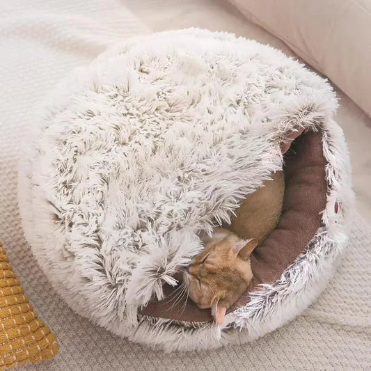 Winter Plush Pet Bed - Round Cat Cushion & Dog Nest (Warm & Cozy) - Pawthentic Calm