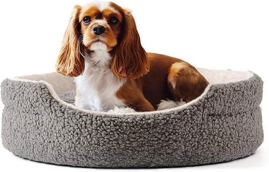 Washable Pet Bed for Small Dogs & Cats - 23x23x7 Inch Orthopedic Plush Round Bed - Pawthentic Calm