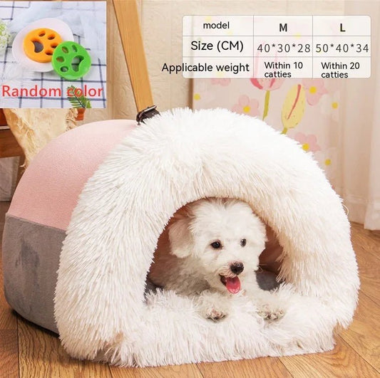 Portable Pet Nest - Warm Plush Bed for Dogs & Cats (Autumn & Winter) - Pawthentic Calm