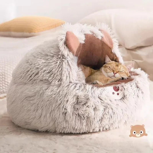 Winter Plush Pet Bed - Round Cat Cushion & Dog Nest (Warm & Cozy) - Pawthentic Calm